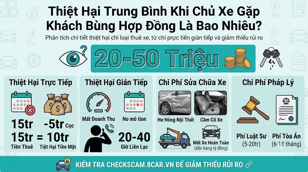 Thiệt Hại Trung Bình Khi Chủ Xe Gặp Khách Bùng Hợp Đồng Là Bao Nhiêu?