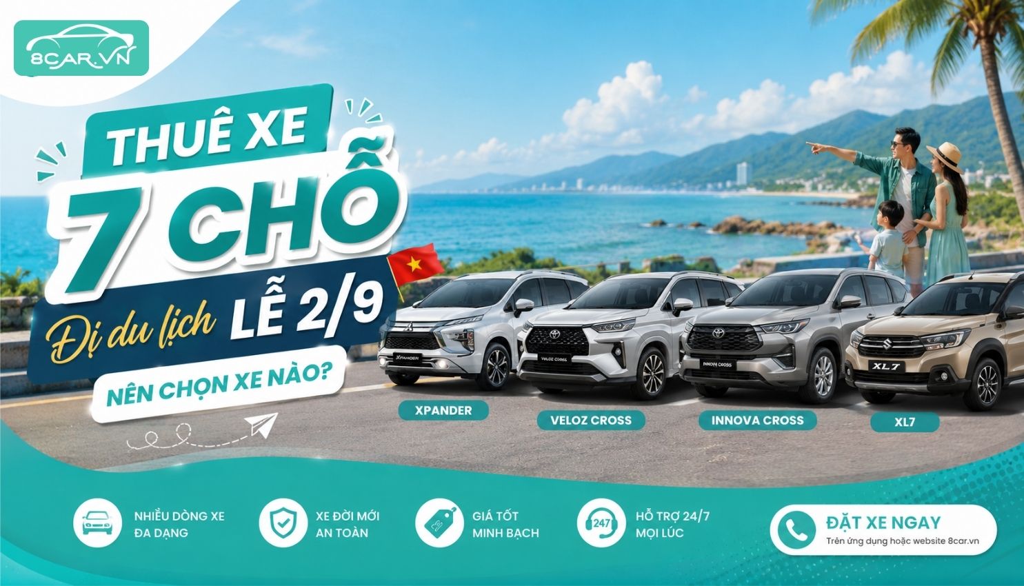 Bài viết: Thuê xe 7 chỗ đi du lịch lễ 2/9: Nên chọn xe nào?
